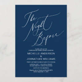 Modern Script, Navy Blue, Wedding Rehearsal Dinner Kaart