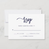 Modern script | Navy Blue Wedding Response RSVP Kaartje (Voorkant)