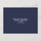 Modern Script Navy Blue Wedding RSVP Uitnodiging Briefkaart (Achterkant)