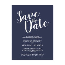 Modern Script Navy Blue Wedding Save the Date