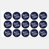 Modern Script Navy Blue Wedding Sla het datumlabel Labels (Vel)