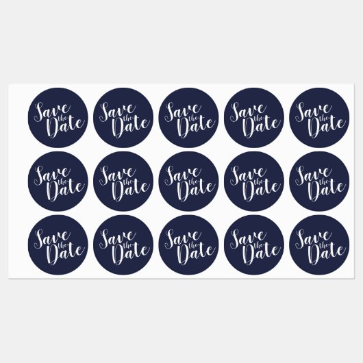 Modern Script Navy Blue Wedding Sla het datumlabel Labels (Vel)