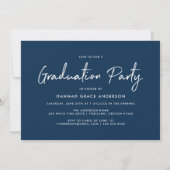 Modern Script Navy Class of 2025 Graduation Party Kaart (Achterkant)