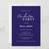 Modern Script Navy Photo Graduation Party Kaart (Achterkant)