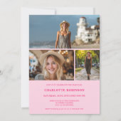  Modern Script neon pink graduate photo graduation Kaart (Achterkant)