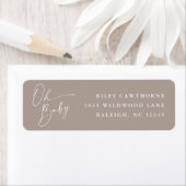 Modern Script Neutraal Baby shower Retouradres Etiket (Insitu)