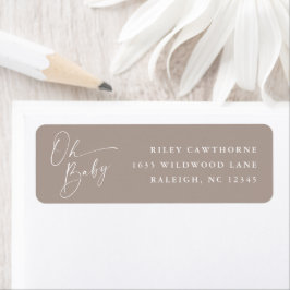 Modern Script Neutraal Baby shower Retouradres Etiket