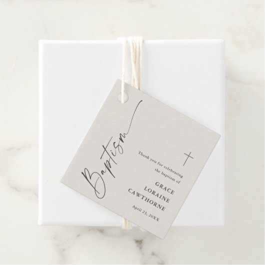 Modern Script Neutraal Baptisme Bedankt Bedankjes Labels (In situ)