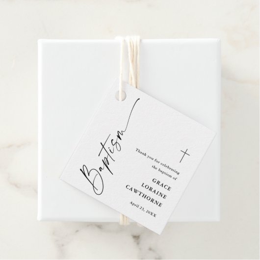 Modern Script Neutraal Baptisme Bedankt Bedankjes Labels (In situ)