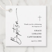 Modern Script Neutraal Baptisme Bedankt Bedankjes Labels (Voorkant)