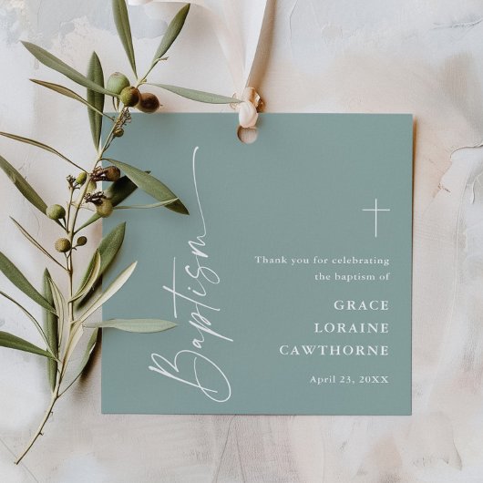 Modern Script Neutraal Baptisme Bedankt Bedankjes Labels