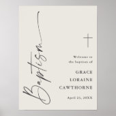 Modern Script Neutraal Baptisme Welkom Poster (Voorkant)