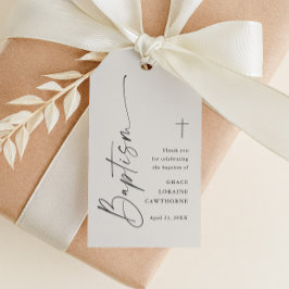 Modern Script Neutraal Doop Dank u voor uw gunst Cadeaulabel