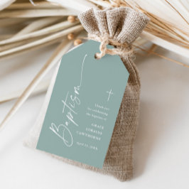 Modern Script Neutraal Doop Dank u voor uw gunst Cadeaulabel