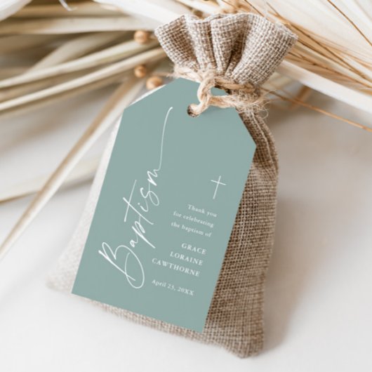 Modern Script Neutraal Doop Dank u voor uw gunst Cadeaulabel