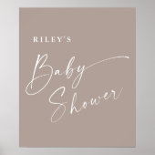 Modern Script Neutraal Elegant Baby shower Poster (Voorkant)