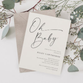 Modern Script Neutraal Oh Baby shower Kaart