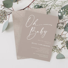 Modern Script Neutraal Oh Baby shower Kaart