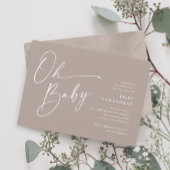 Modern Script Neutraal Oh Baby shower Kaart