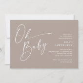 Modern Script Neutraal Oh Baby shower Kaart (Voorkant)