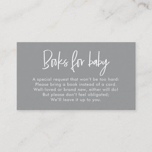 Modern Script Neutral Baby Shower Book Request Informatiekaartje (Voorkant)