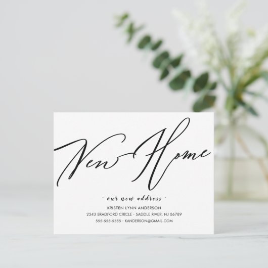 Modern Script New Home Moving Announca Briefkaart (Staand voorkant)