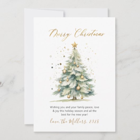 Modern Script Niet Foto Kerstboom Feestdagenkaart (Voorkant)