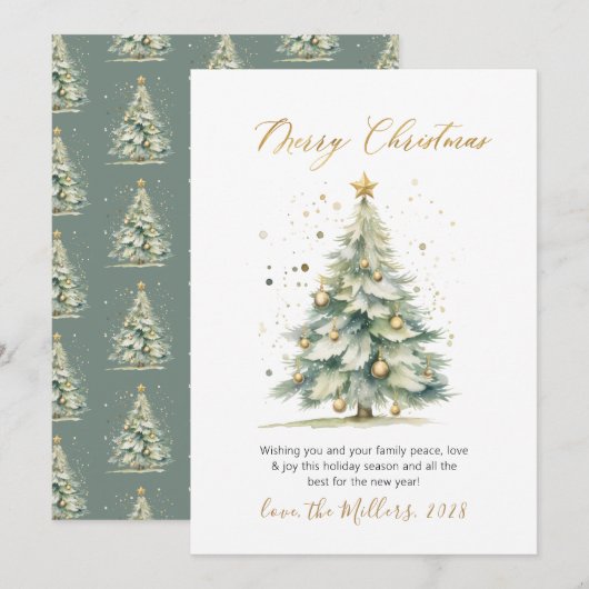 Modern Script Niet Foto Kerstboom Feestdagenkaart (Voorkant / Achterkant)