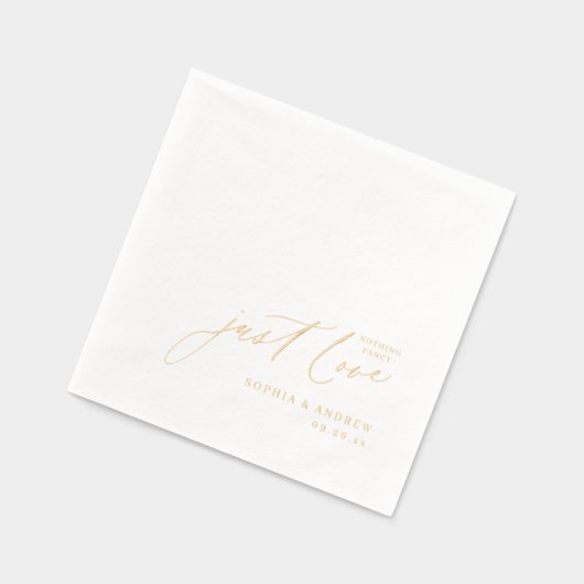Modern Script Nothing Fancy Just Love Wedding Folie Servetten (Links)