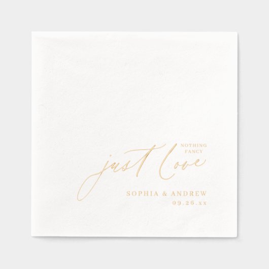 Modern Script Nothing Fancy Just Love Wedding Folie Servetten (Voorkant)