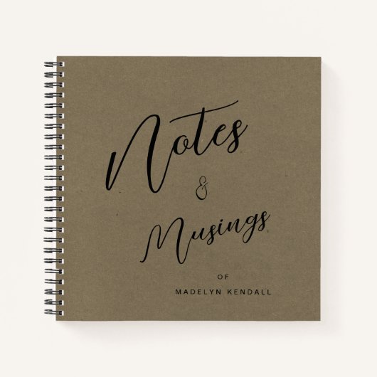 Modern Script Notities & Musings Kraft Papier Notitieboek (Voorkant)