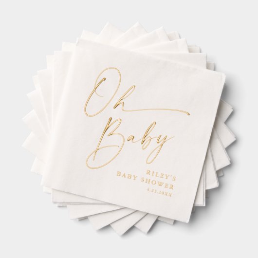 Modern script Oh Baby shower Folie Servetten (Insitu (Gestapeld))