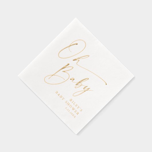 Modern script Oh Baby shower Folie Servetten (Rechts)