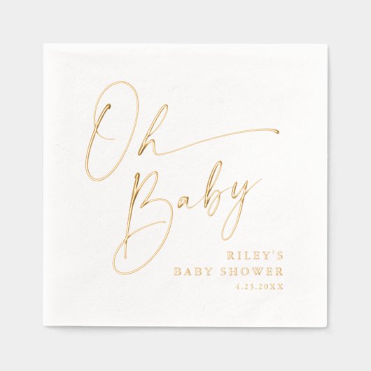 Modern script Oh Baby shower Folie Servetten (Voorkant)