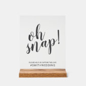 Modern Script Oh Snap Wedding Sign Acryl Bord (Voorkant)