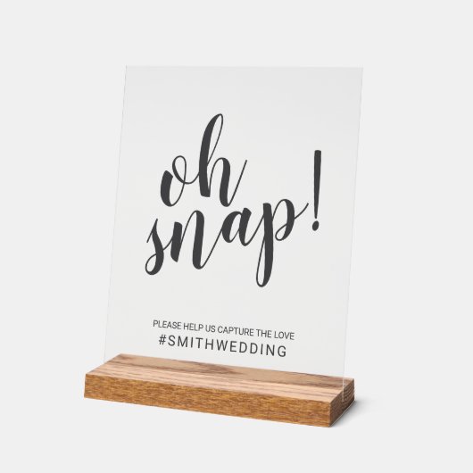 Modern Script Oh Snap Wedding Sign Acryl Bord (Hoek)