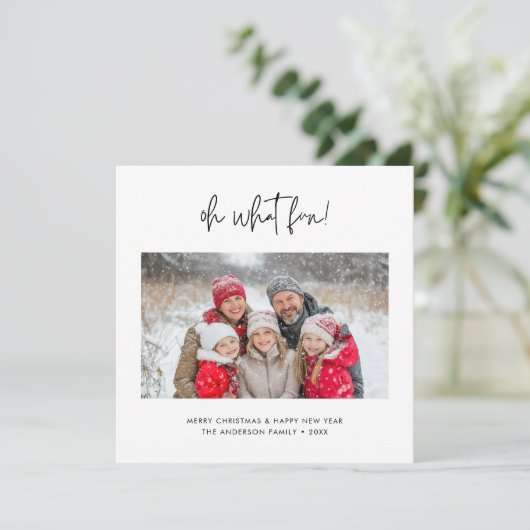 Modern script Oh wat een leuke kerstfoto Feestdagenkaart (Staand voorkant)
