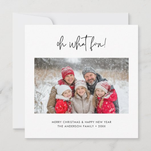 Modern script Oh wat een leuke kerstfoto Feestdagenkaart (Voorkant)