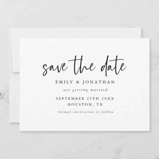 Modern script om het even welk kleurhuwelijk save the date (Voorkant)