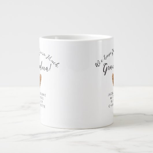 Modern Script Oma Roos Goud Hart w Namen Grote Koffiekop (Voorkant)