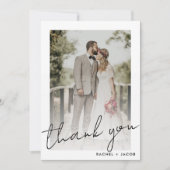 Modern script omgeven foto-bruiloft bedankkaart (Voorkant)