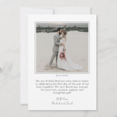 Modern script omgeven foto-bruiloft bedankkaart (Achterkant)