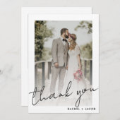 Modern script omgeven foto-bruiloft bedankkaart (Voorkant / Achterkant)