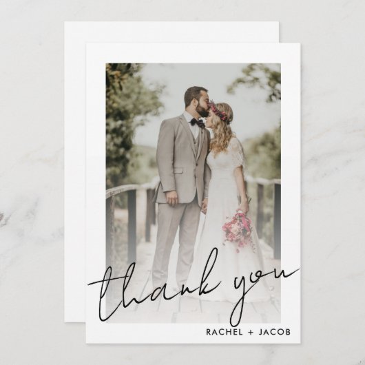 Modern script omgeven foto-bruiloft bedankkaart (Voorkant / Achterkant)