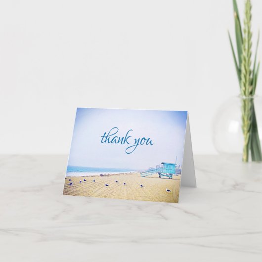 modern script op het strand van Californië Bedankkaart (Voorkant)