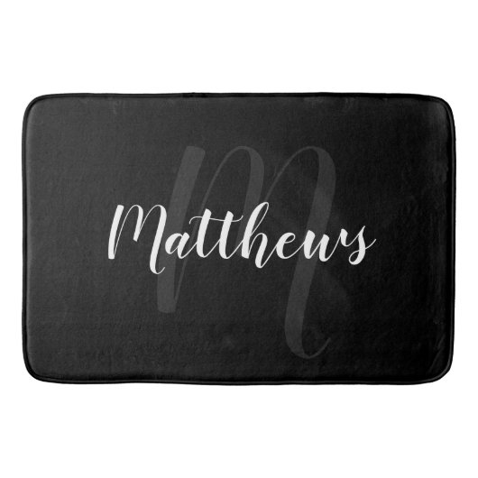 Modern script - op maat gemaakt monogram & naam va badmat (Voorkant)