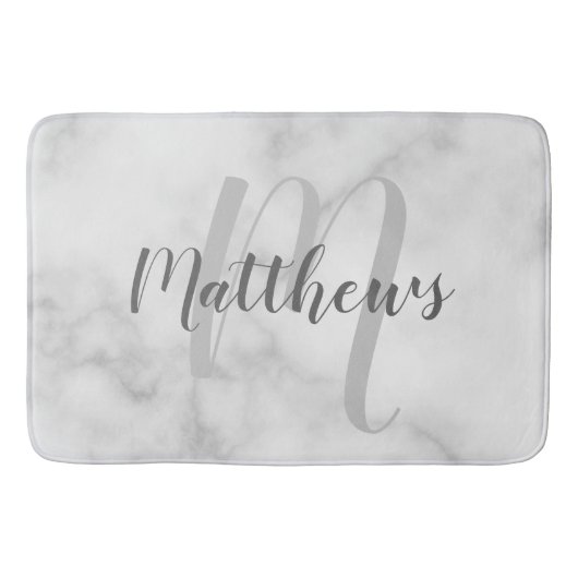 Modern script - op maat gemaakt monogram & naam va badmat (Voorkant)