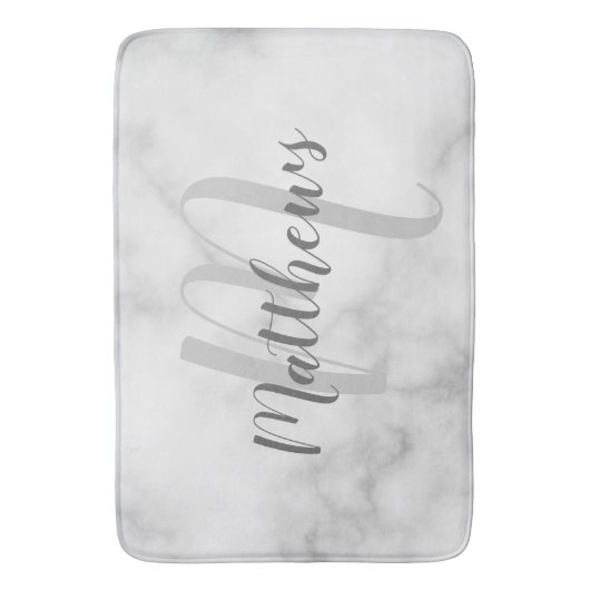 Modern script - op maat gemaakt monogram & naam va badmat (Voorkant Verticaal)