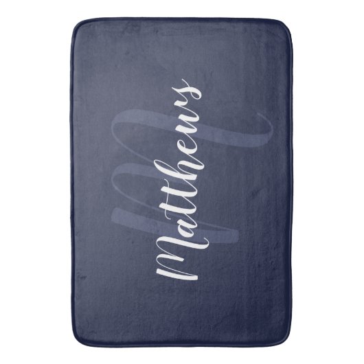 Modern script - op maat gemaakt monogram & naam va badmat (Voorkant Verticaal)
