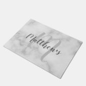 Modern script - op maat gemaakt monogram & naam va deurmat (Schuin)